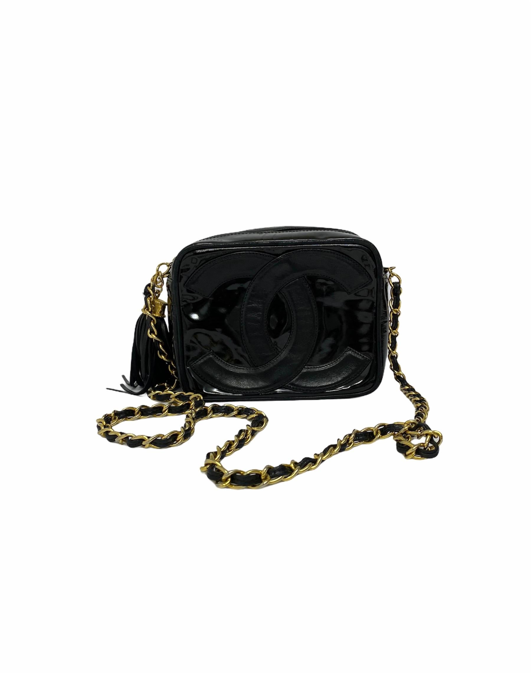 80’s Chanel Black Leather Camera Bag 1