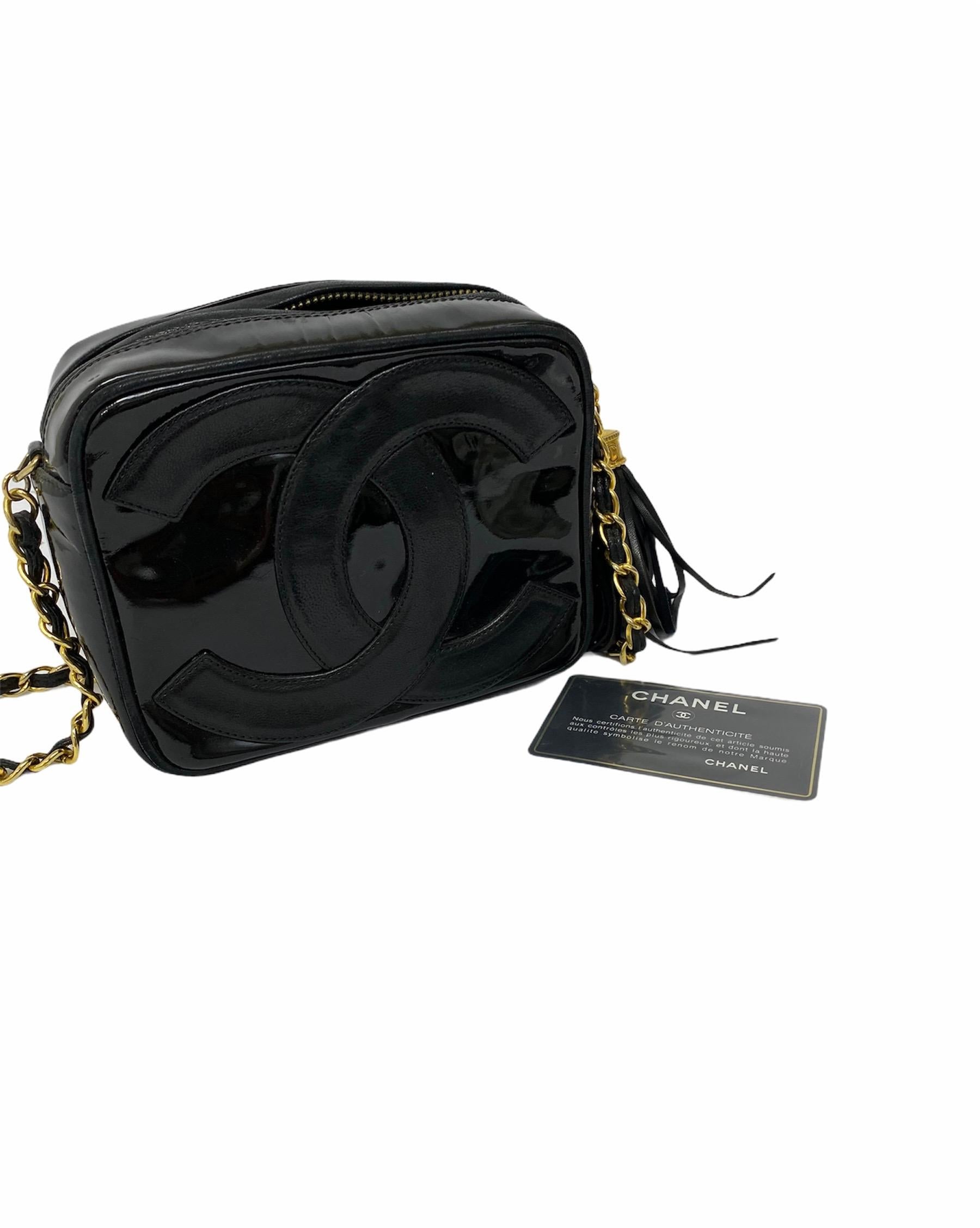 80’s Chanel Black Leather Camera Bag 2