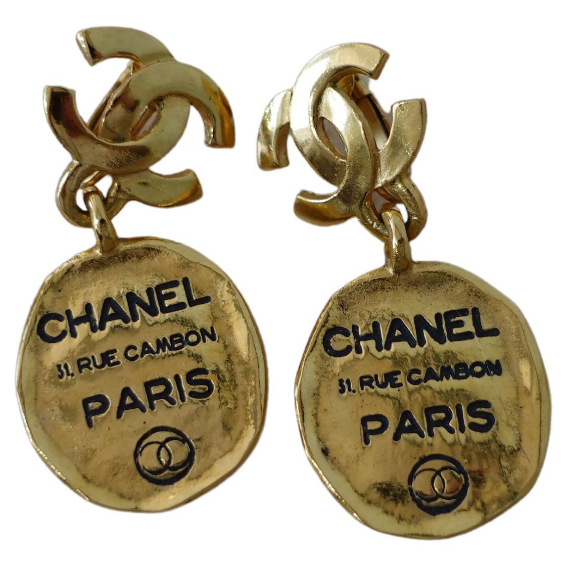 80's Chanel Rue Cambon Earrings at 1stDibs