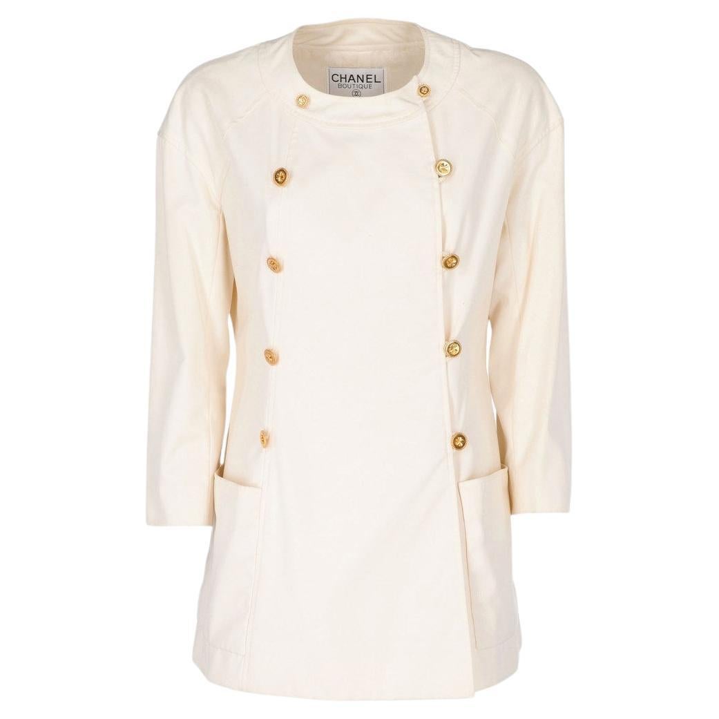 Iconic Chanel Cream Cotton Boucle Jacket For Sale at 1stDibs