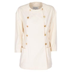 80s Chanel Vintage cream white double-breasted jacket