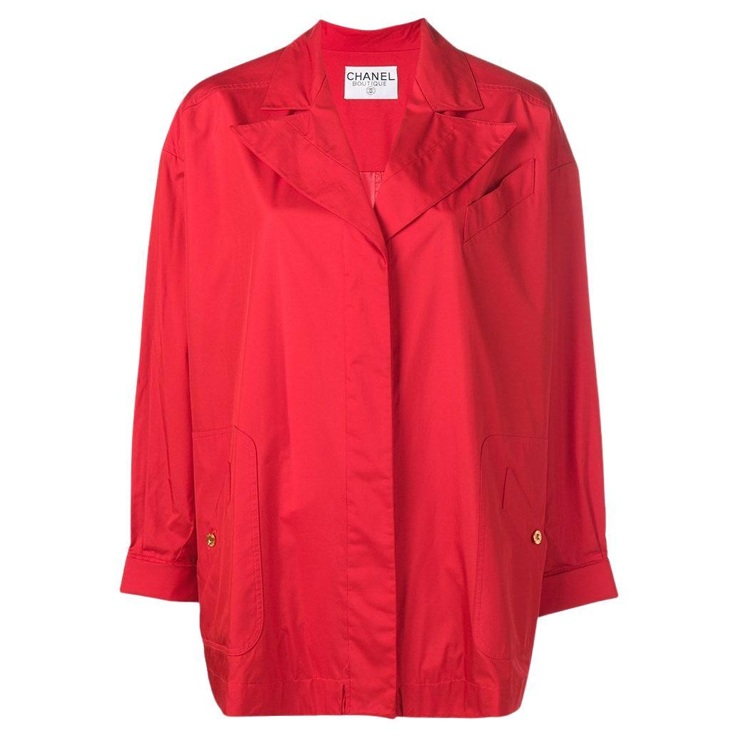 80s Chanel Vintage red nylon jacket For Sale