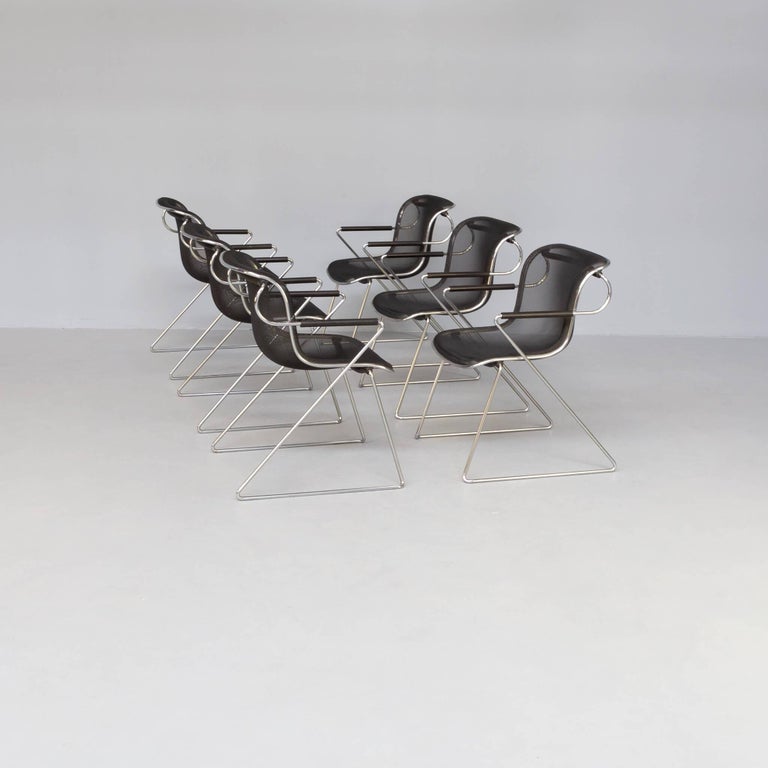 80s Charles Pollock ‘Penelope’ Chairs for Castelli Set/6 In Good Condition For Sale In Amstelveen, Noord