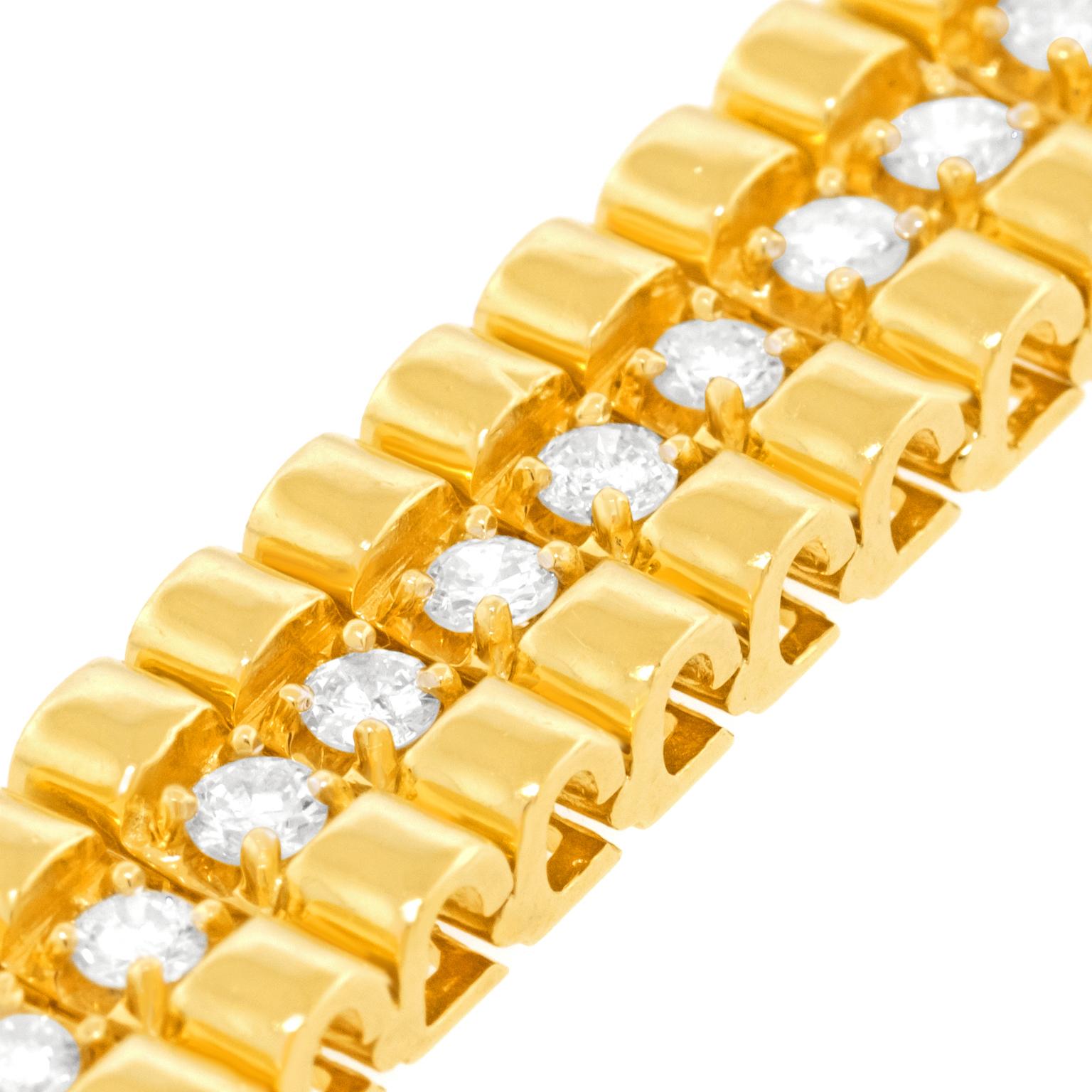 80's Chic Diamond-set Gold Bracelet For Sale 2