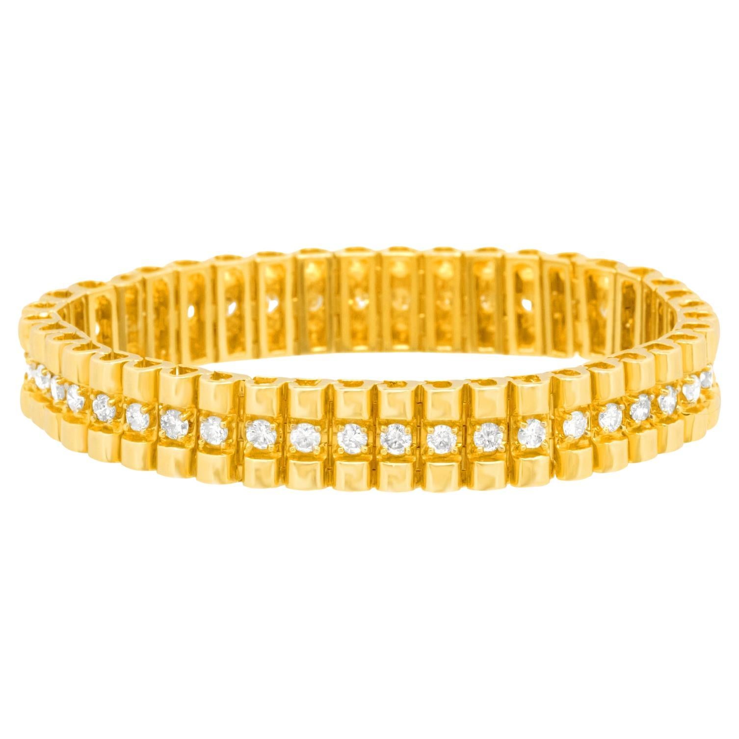 80's Chic Diamond-set Gold Bracelet For Sale