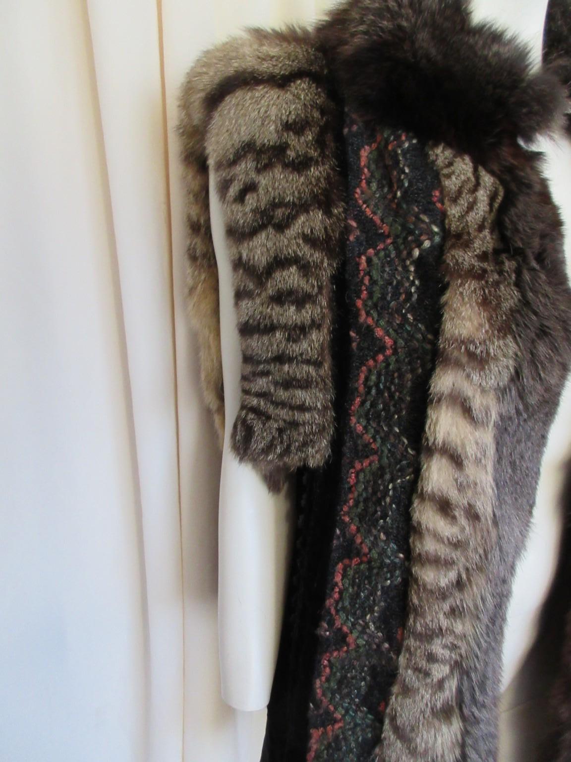 Nero Anni '80 Christine Vogdt  Gilet in pelliccia e pelle scamosciata in vendita