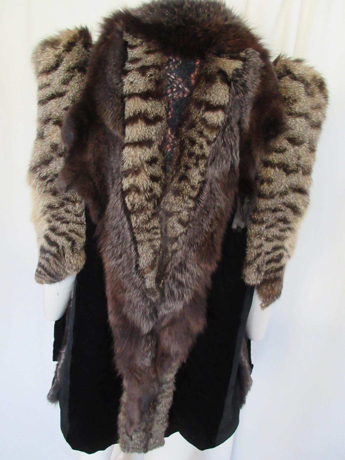 Anni '80 Christine Vogdt  Gilet in pelliccia e pelle scamosciata In condizioni buone in vendita a Amsterdam, NL