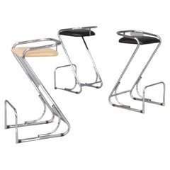 80s chrome and skai barstool with footrest set/3