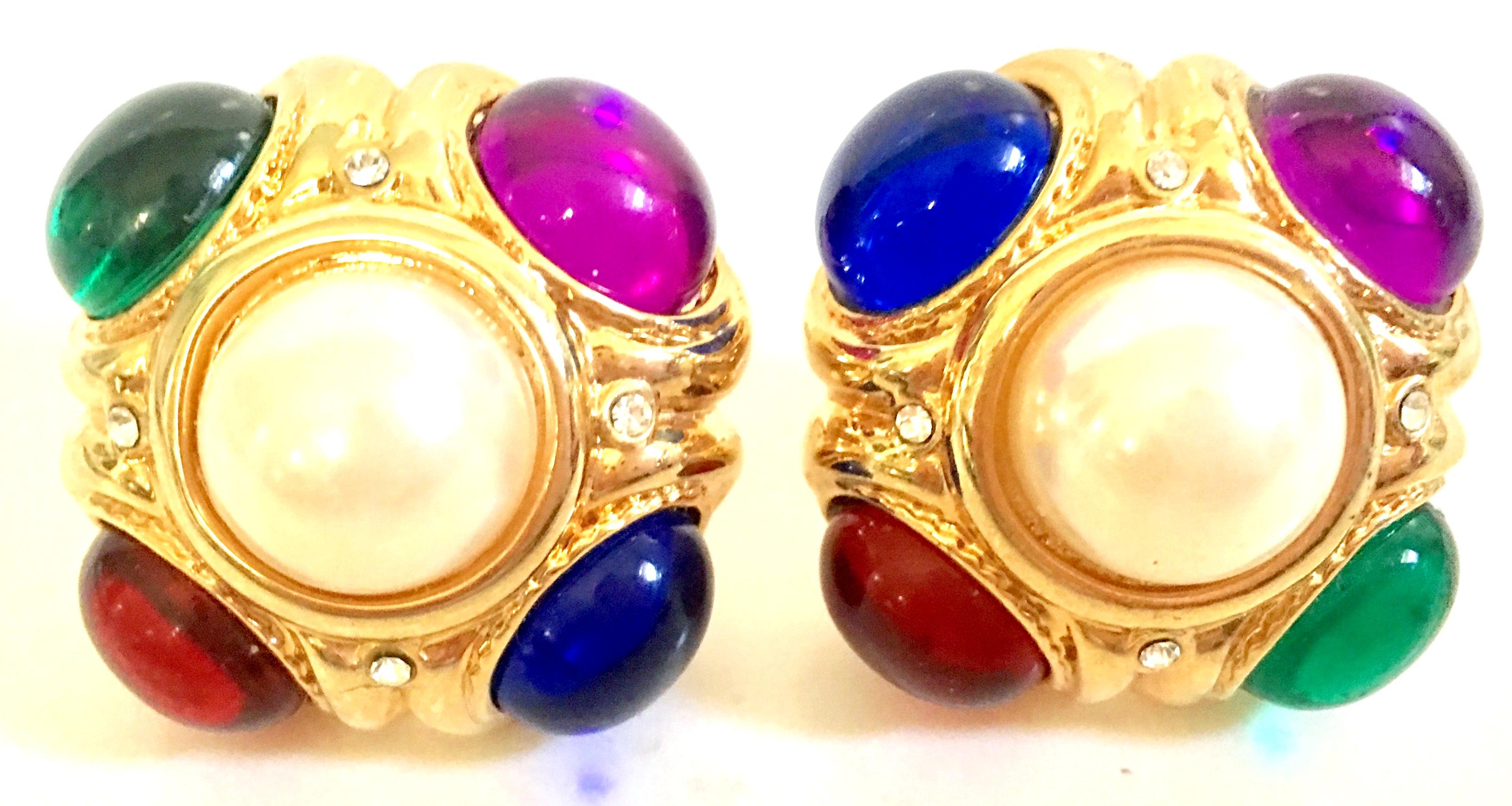 pearl and rhinestone earrings
