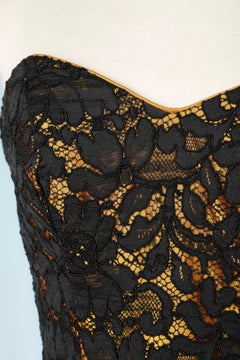 80's Cocktail dress in black lace and orange wild silk Roberto Cavalli Class