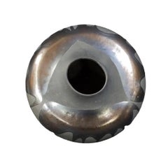 80s Contemporary Ceramic Vase on Aluminum Stand