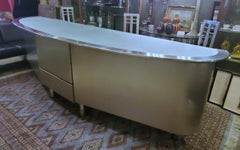 1980s Contemporary Modern Italian Glass Top Console with Swiveling Doors