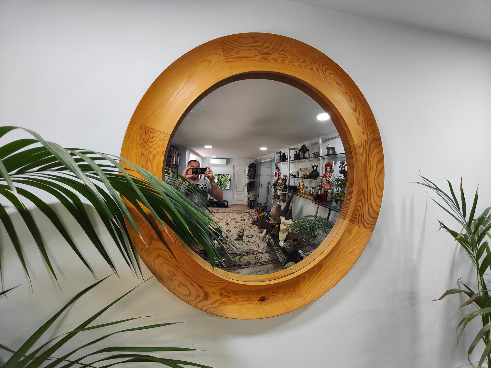 Hand-Crafted 80's Convex Mirror, 20th Century For Sale