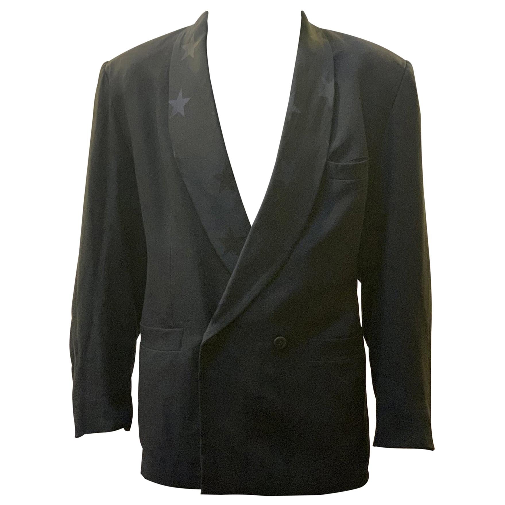 80s Custom Tuxedo Jacket with Star Detailing For Sale