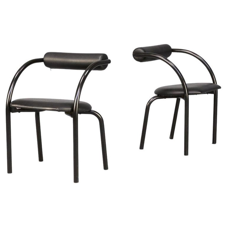 80er Jahre Dänischer Design-Stuhl Metall und Skai für Xcol Set/2 im Angebot  bei 1stDibs