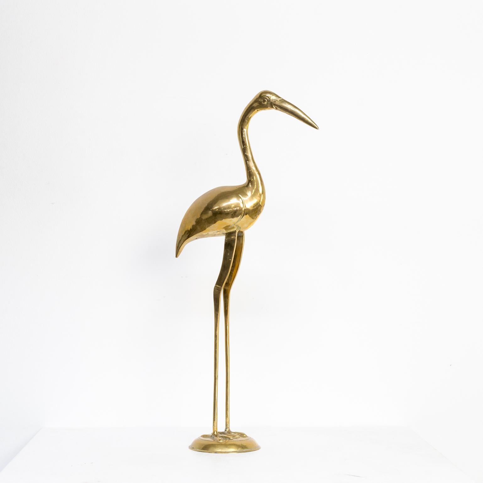 1980s Decorative Object Brass Heron In Good Condition For Sale In Amstelveen, Noord