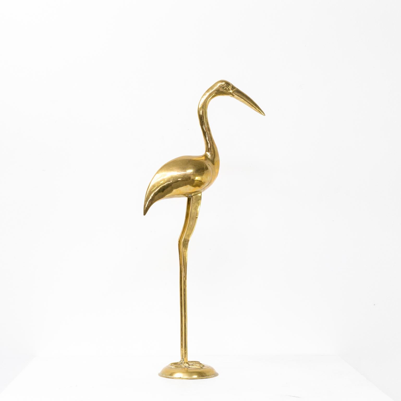 Late 20th Century 1980s Decorative Object Brass Heron For Sale