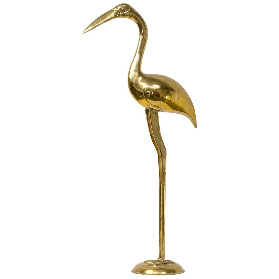 1980s Decorative Object Brass Heron For Sale