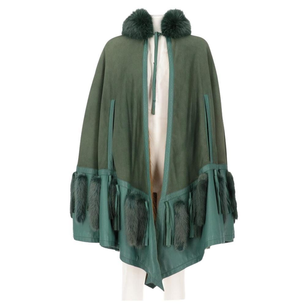 80s Dior green reversible suede cape