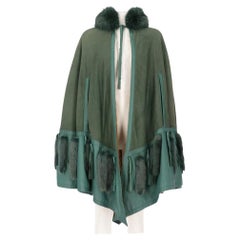 Retro 80s Dior green reversible suede cape