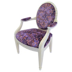 Fauteuil à grande flûte Donghia John Hutton des années 1980  en velours Jack Lenor Larsen