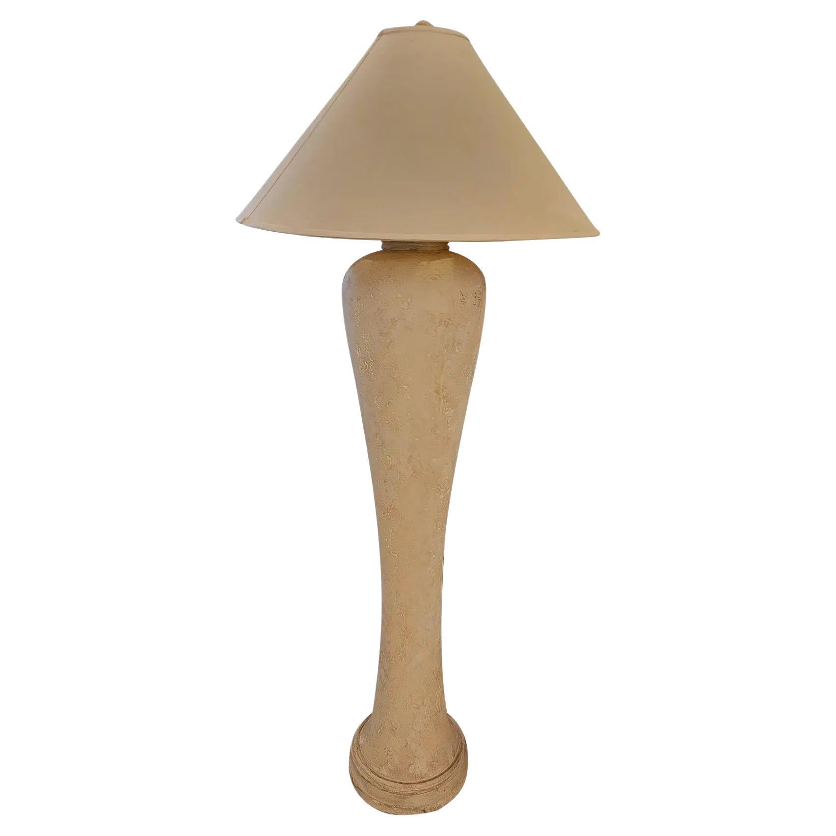 Lampadaire des années 80 avec abat-jour en lin