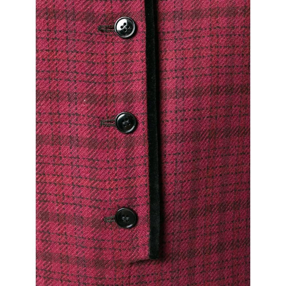 80s Emanuel Ungaro burgundy wool dress with black checked pattern For Sale 1