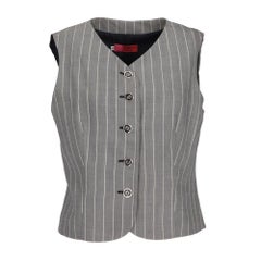 80s Emanuel Ungaro Vintage gray wool blend suit with white stripes