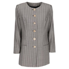 80s Emanuel Ungaro Vintage gray wool blend suit with white stripes