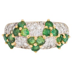 80er Jahre Smaragd Diamant Zig Zag Ring Sz 5 Band Vintage 18k Gelbgold Schmuck