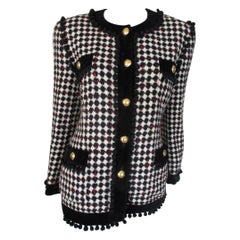 Blazer de lana en blanco y negro de Escada de los 80
