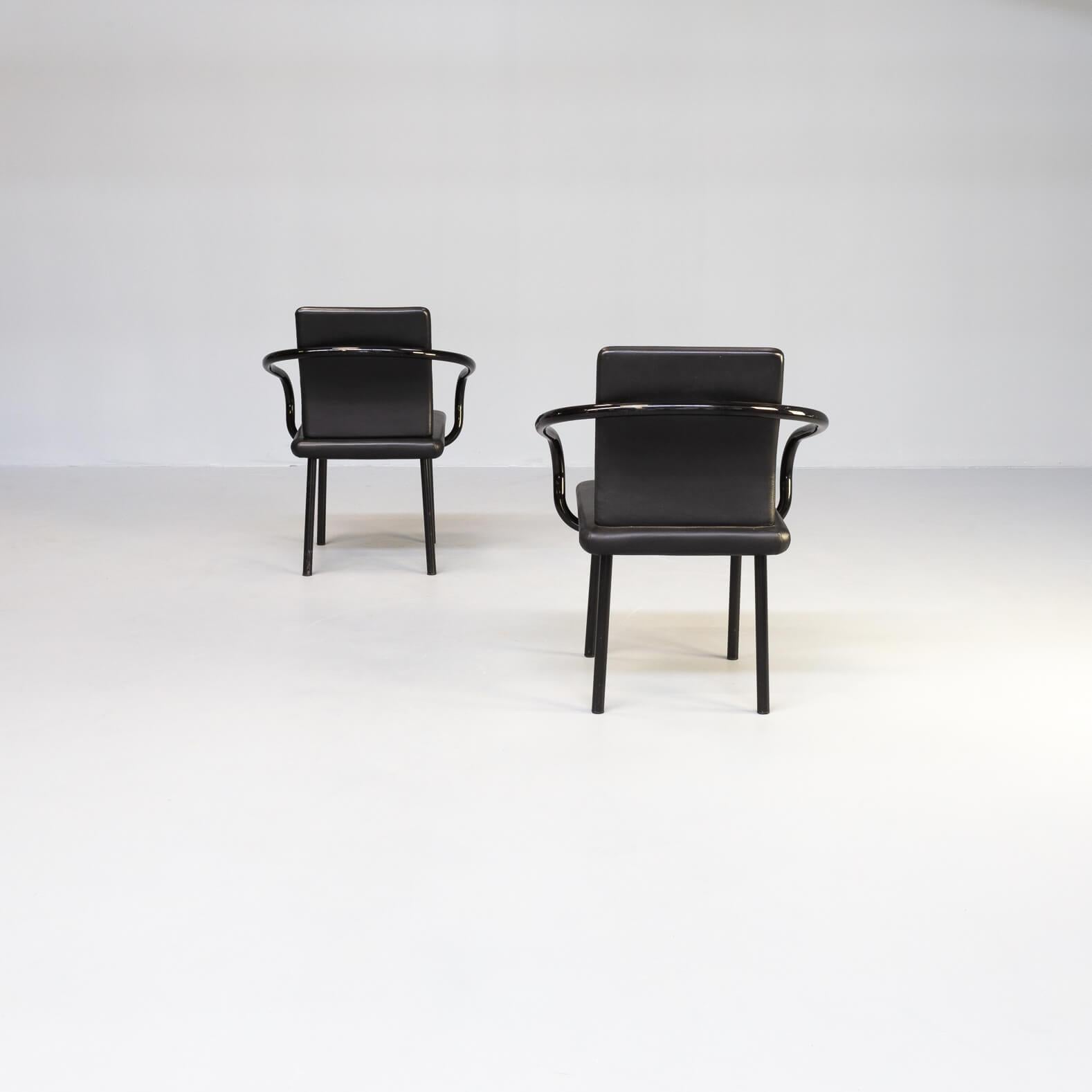 Metal Ettore Sottsass ‘mandarin’ Chairs for Knoll Set/2 For Sale