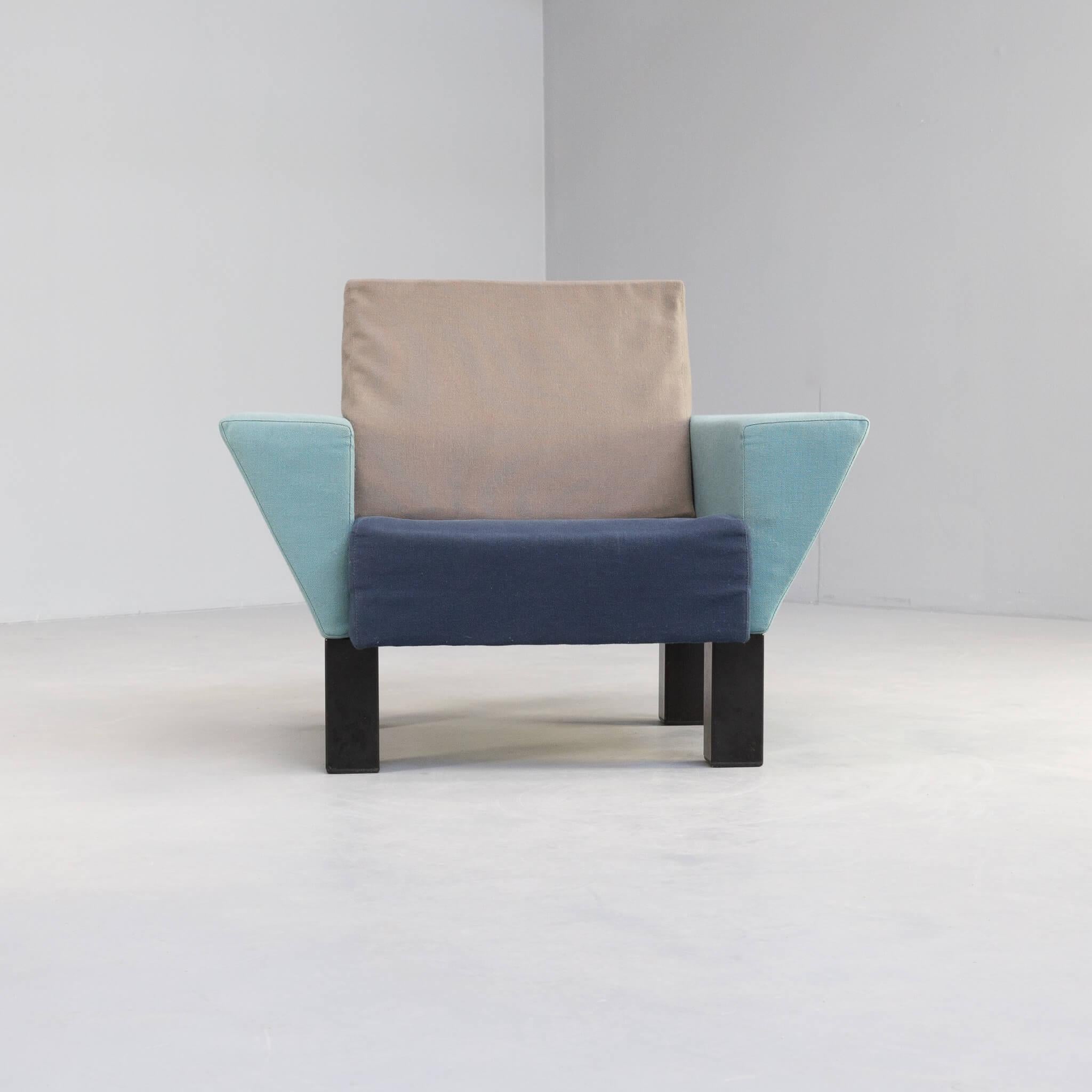 Fabric 80s Ettore Sottsass ‘Westside’ Lounge Chair for Knoll For Sale