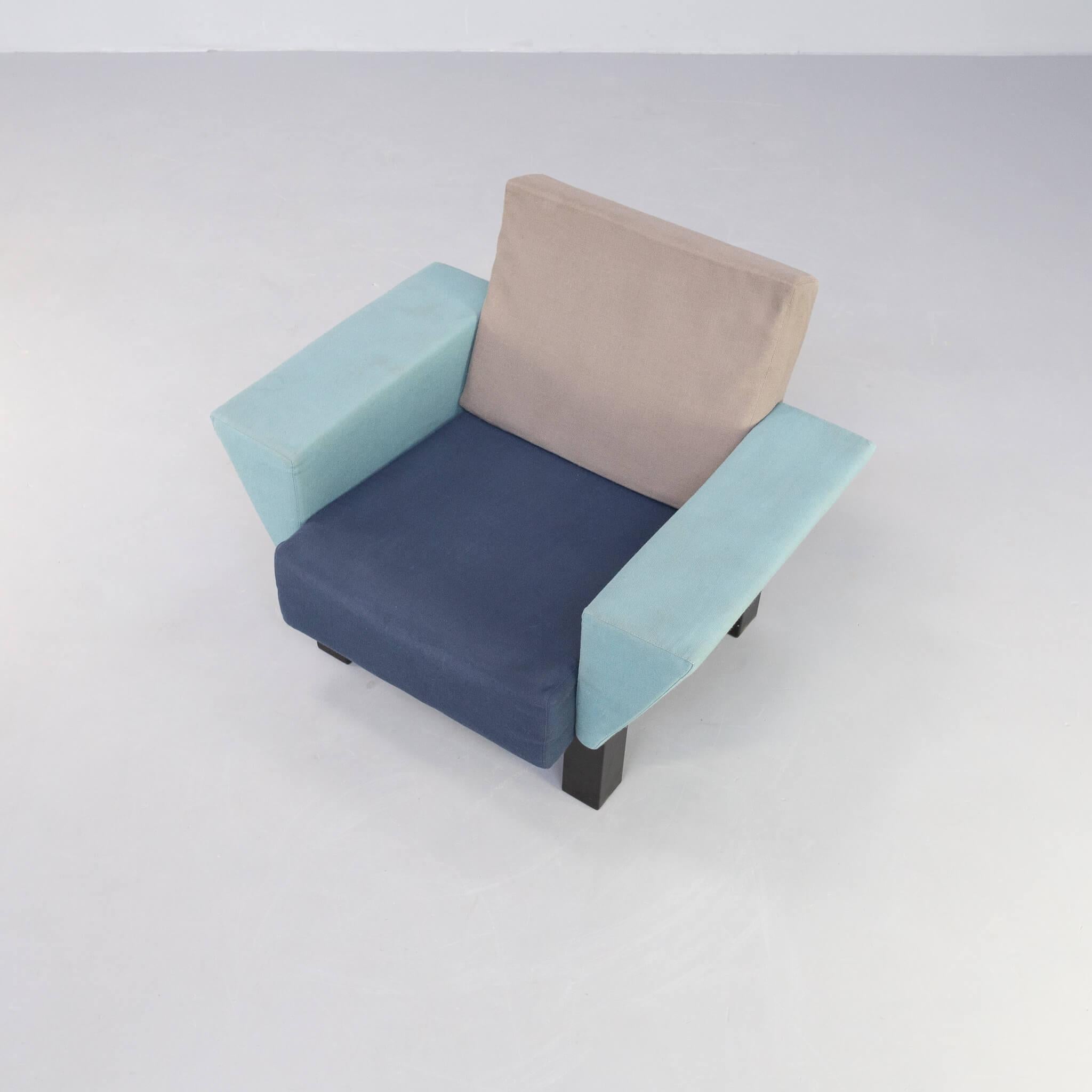 Fabric 80s Ettore Sottsass ‘Westside’ Lounge Chair for Knoll For Sale