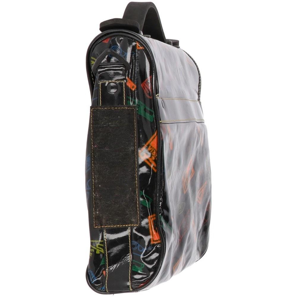 80er Jahre Fendi Stiassi Vintage schwarze Lackleder-Umhängetasche mit Schuldruck im Zustand „Hervorragend“ im Angebot in Lugo (RA), IT