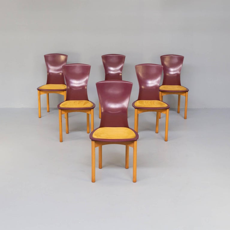 Italian 80s Francesco Binfare Dining Chair for Cassina Set/6 For Sale