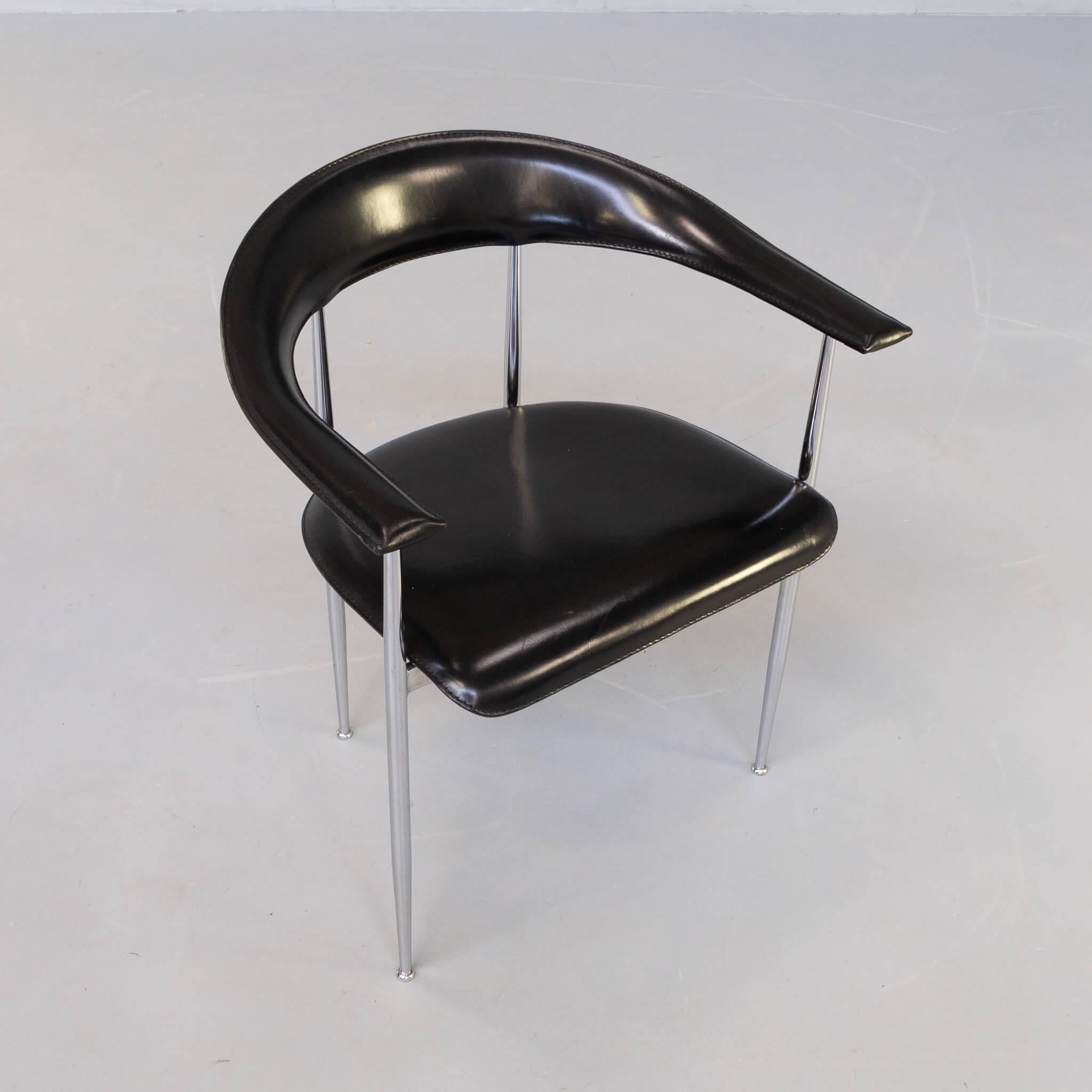 1980s Giancarlo Vegni ‘P40’ Dining Chair for Fasem Set/5 For Sale 4