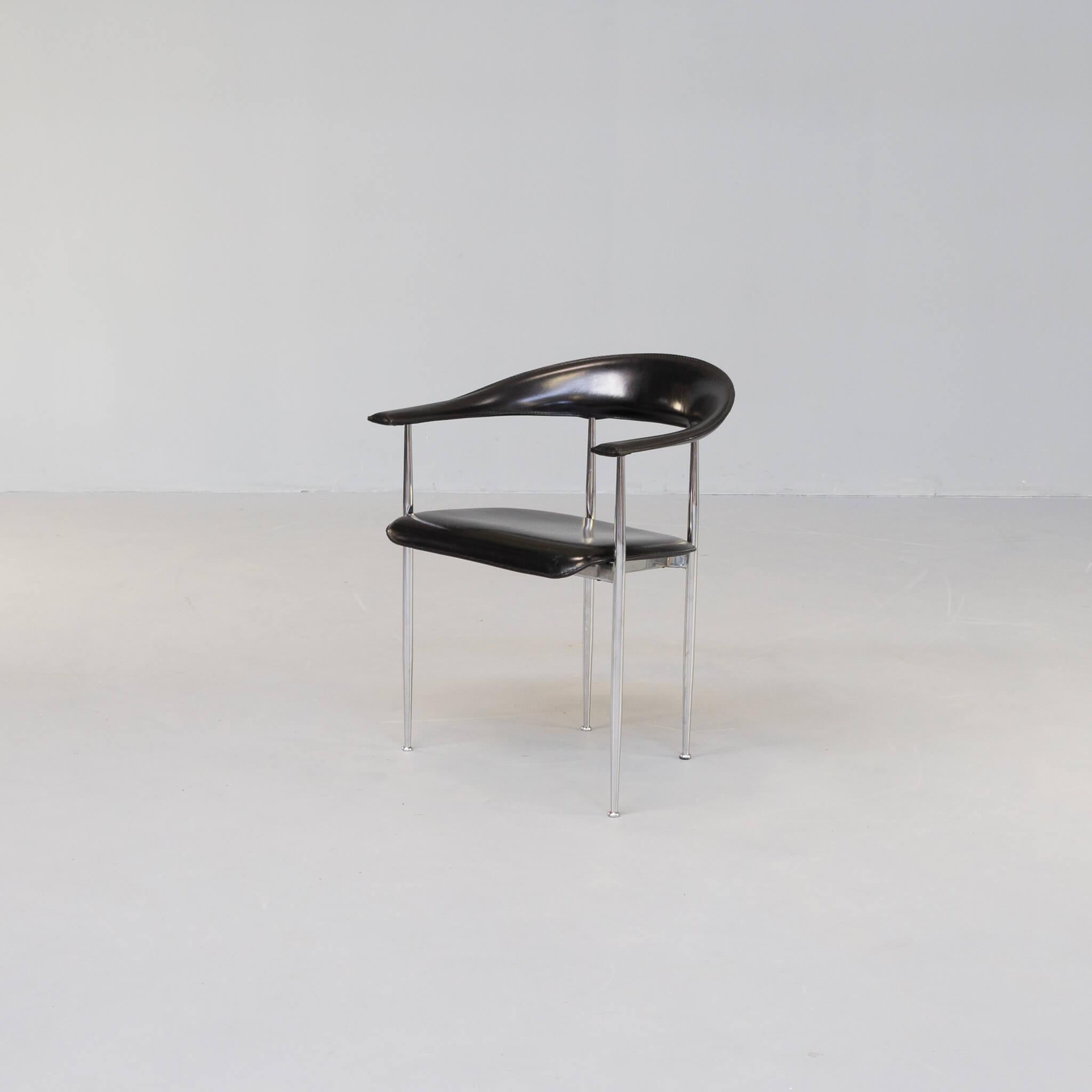 20th Century 1980s Giancarlo Vegni ‘P40’ Dining Chair for Fasem Set/5 For Sale