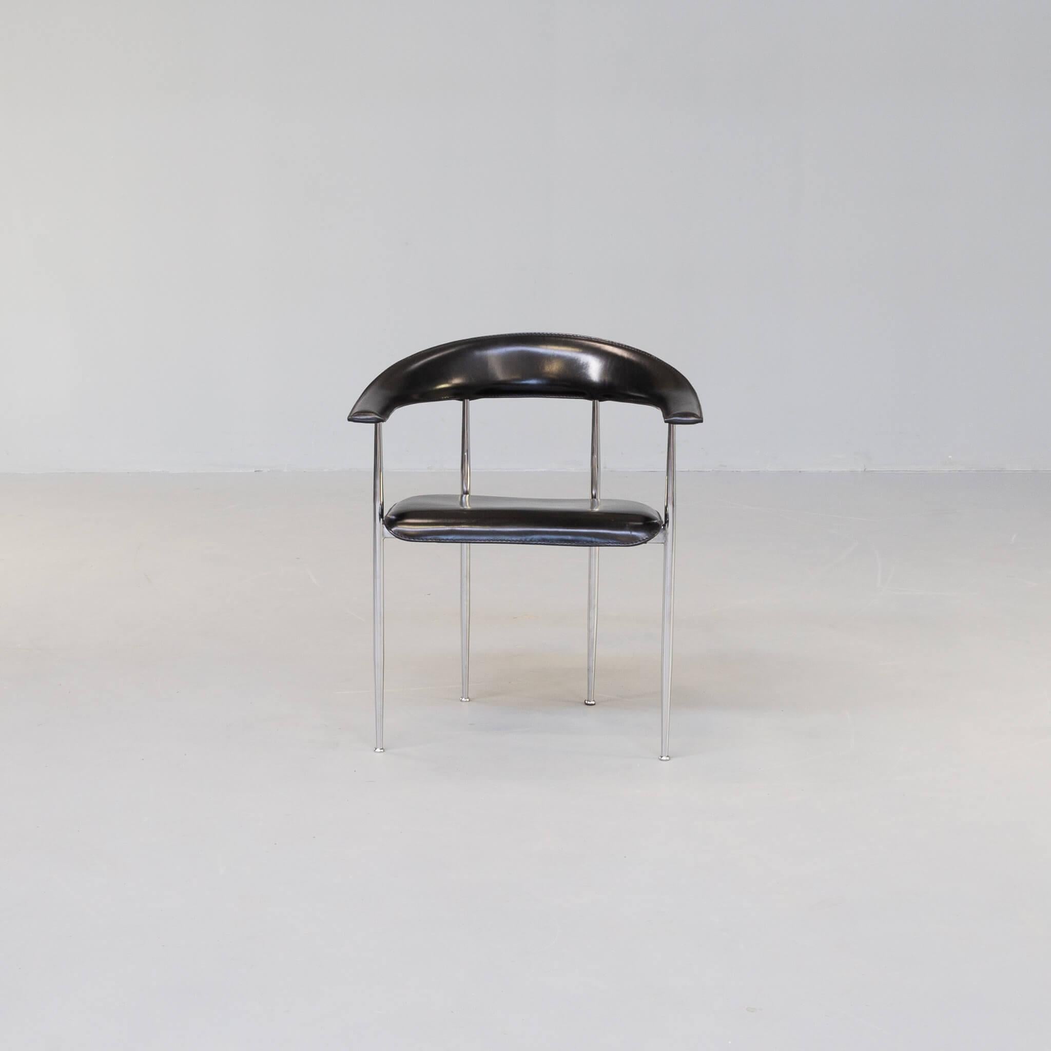 Steel 1980s Giancarlo Vegni ‘P40’ Dining Chair for Fasem Set/5 For Sale