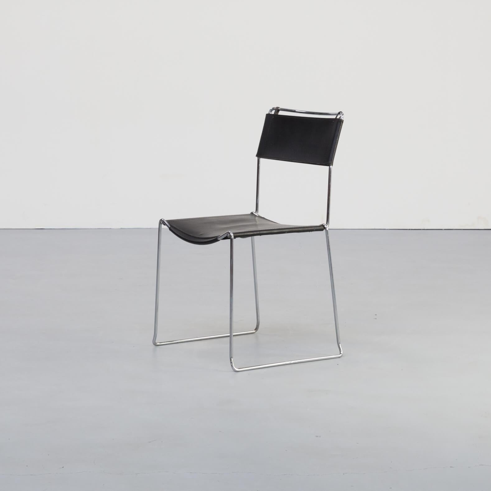 1980er Giandomenico Belotti Leder-Esszimmerstühle für Alias, 4er-Set im Zustand „Gut“ im Angebot in Amstelveen, Noord