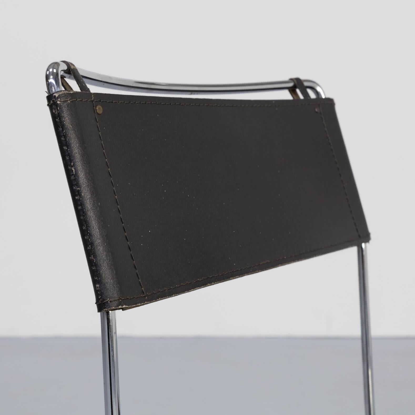 1980er Giandomenico Belotti Leder-Esszimmerstühle für Alias, 4er-Set im Angebot 7