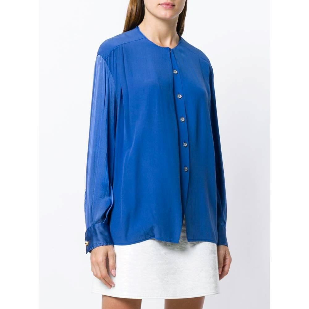 80s Gianfranco Ferrè Vintage Electric Blue shirt In Excellent Condition For Sale In Lugo (RA), IT