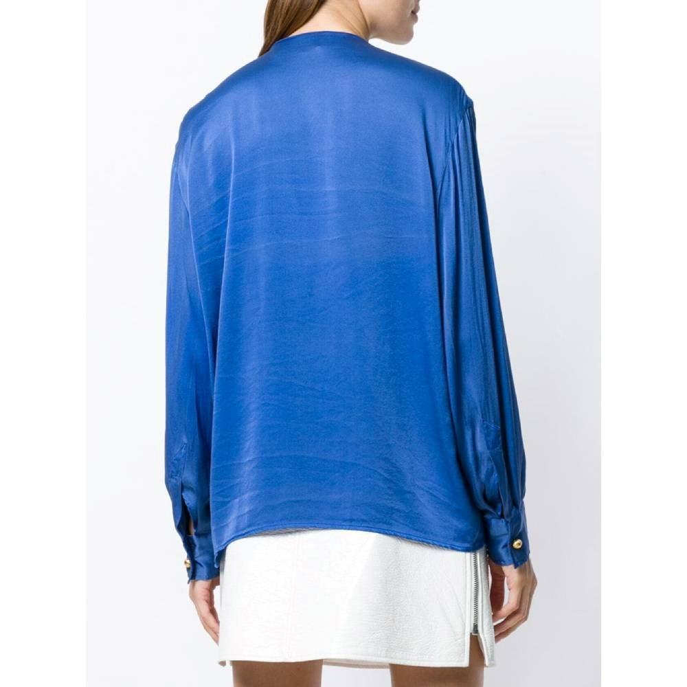 Women's 80s Gianfranco Ferrè Vintage Electric Blue shirt For Sale