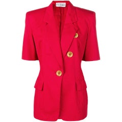 80s Gianfranco Ferrè Vintage red cotton short sleeved jacket
