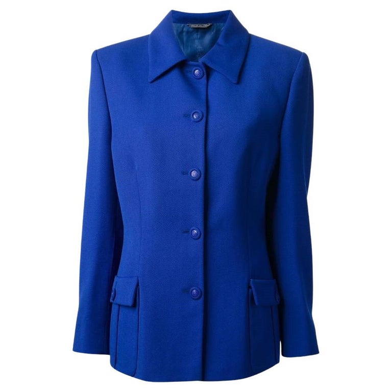 80s Gianni Versace blue wool jacket at 1stDibs