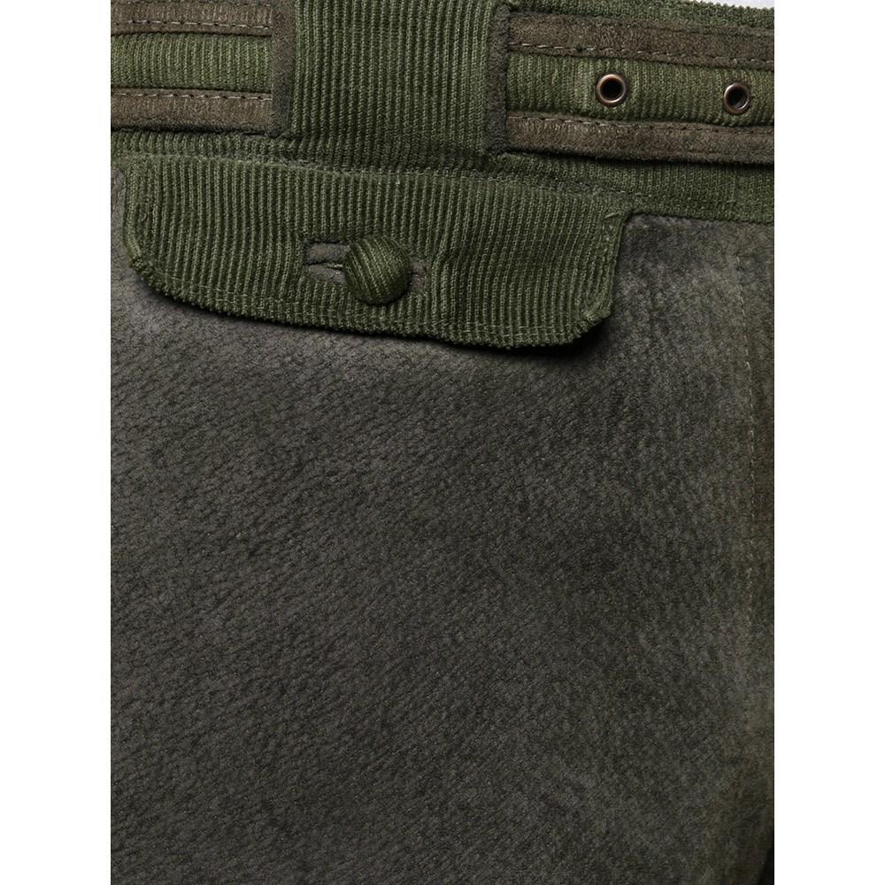 80er Gianni Versace Hose aus dunkelgrünem Wildleder Damen
