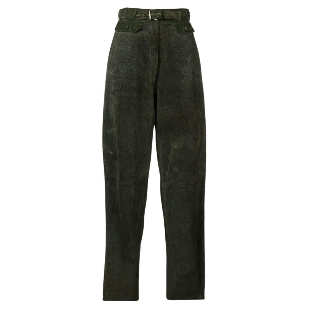80s Gianni Versace dark green suede trousers at 1stDibs