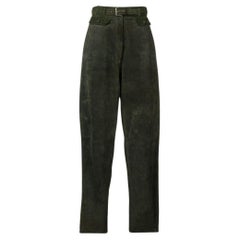 80s Gianni Versace dark green suede trousers