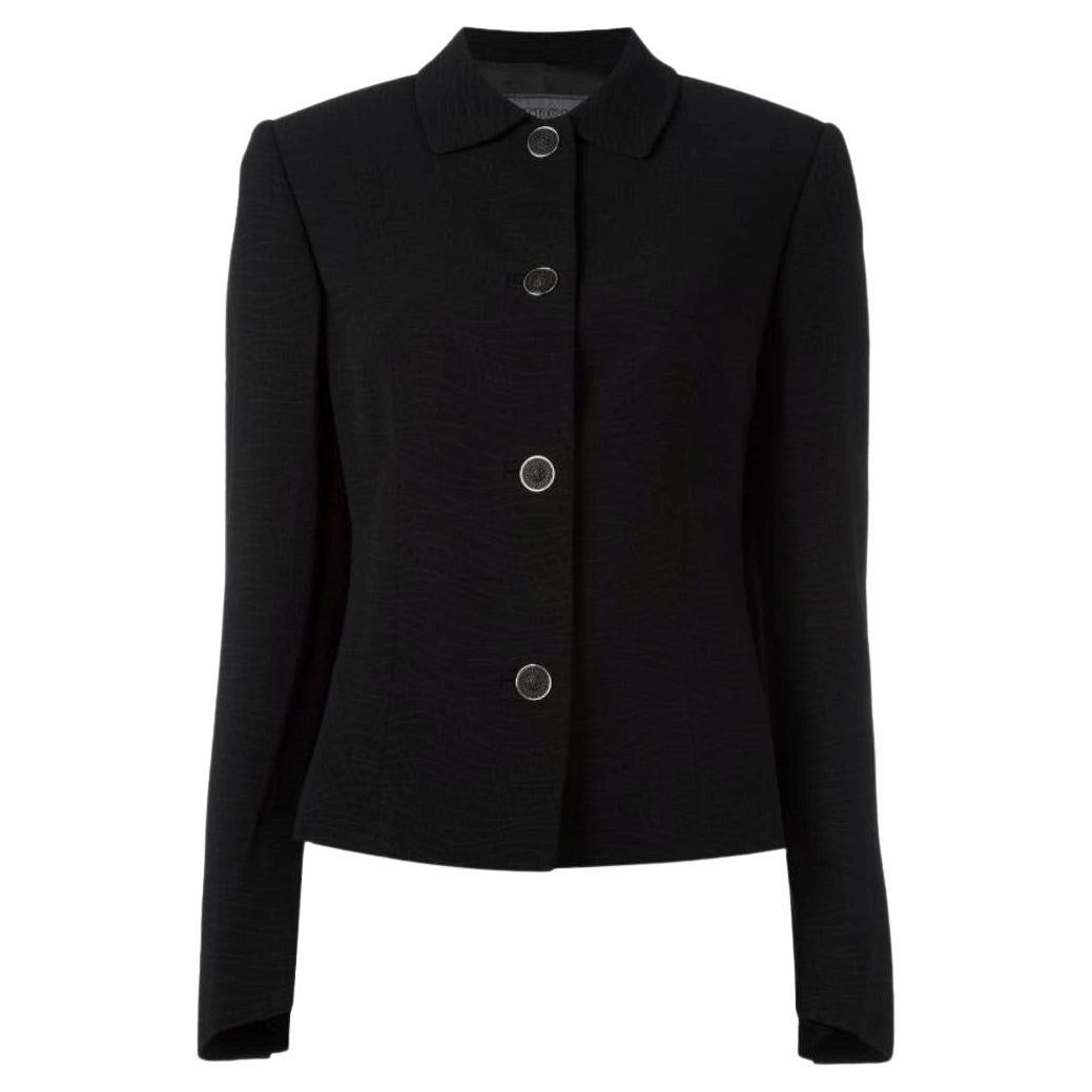 80s Gianni Versace Versus Vintage black nylon jacket with embossed pattern