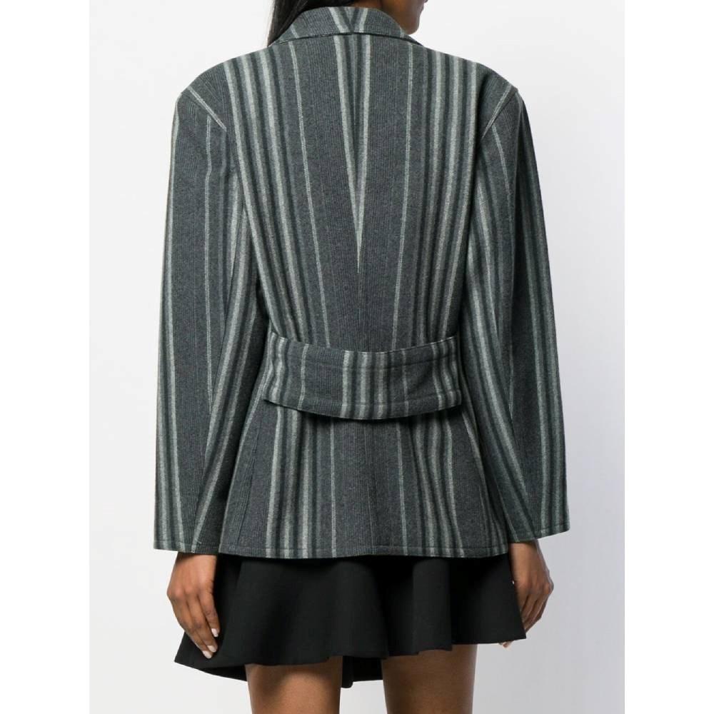Women's 80s Gianni Versace Vintage grey striped wool jacket